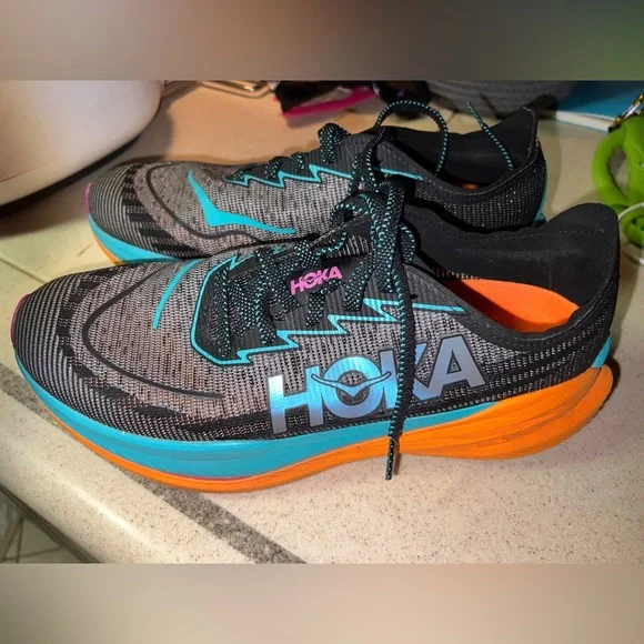Hoka One One Men's Size 11 Mach X 2 Black Electric Aqua - Picture 3 of 6